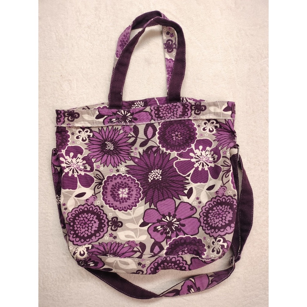 Thirty-One Retro Metro tote Awesome Blossom hobo bag large purple flowers